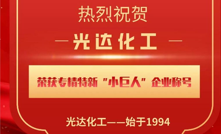 喜報！光達化工榮獲專精特新“小巨人”企業(yè)稱號！
